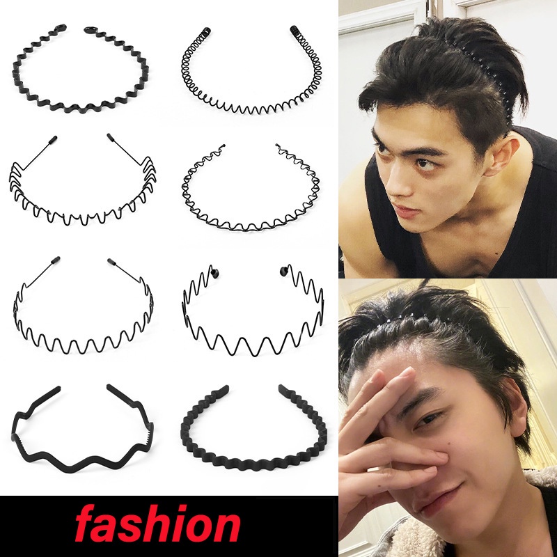 Hàn Quốc Đen Kim Loại Đầu Rửa Mặt Thể Thao Chống Trơn Trượt Thời Trang Tóc Phụ Kiện