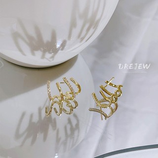 DREJEW Khuyên tai kim bạc 925 không dị ứng kiểu dáng hình học phong cách Hàn Quốc thời trang