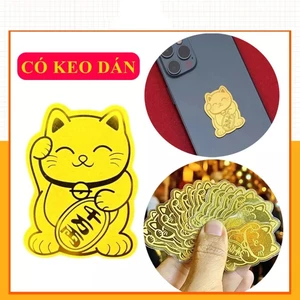 Mèo thần tài mạ vàng 24k 2026 rước lộc vào nhà / Miềng dán thần tài