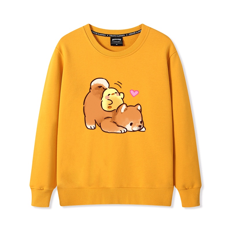 Áo Sweater Nữ HappyFamily In Hình Chú Chó Con Và Bé Vịt Xinh Xắn Chất Cotton 100 Cao Cấp