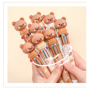 Bút bi bấm 10 màu mực hoạt hình siêu dễ thương
