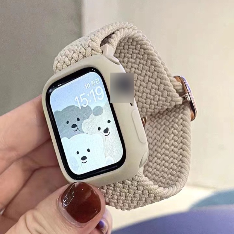 Vòng Solo bện cho AW Watch 46MM Band Se3 11 10 8 Ultra 7 6 5 4 3 2 1 40mm 44mm Dây đeo vòng tay đàn hồi trên Smart Series 49MM 38mm 42mm 41mm 45mm Phụ kiện