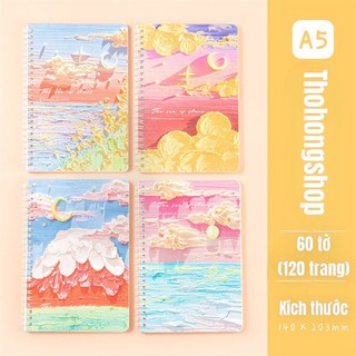 Sổ Gáy Lò Xo A5 Tranh Sơn Dầu Phong Cảnh - Thỏ Hồng VPP