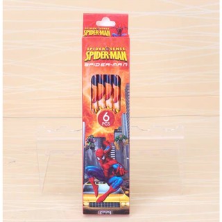 Set 6 Bút Chì Gỗ Chuốt HB Cao Cấp Kèm Hộp Quà Cho Bé Hoạt Hình Người Nhện/ Xe/ Khủng Long