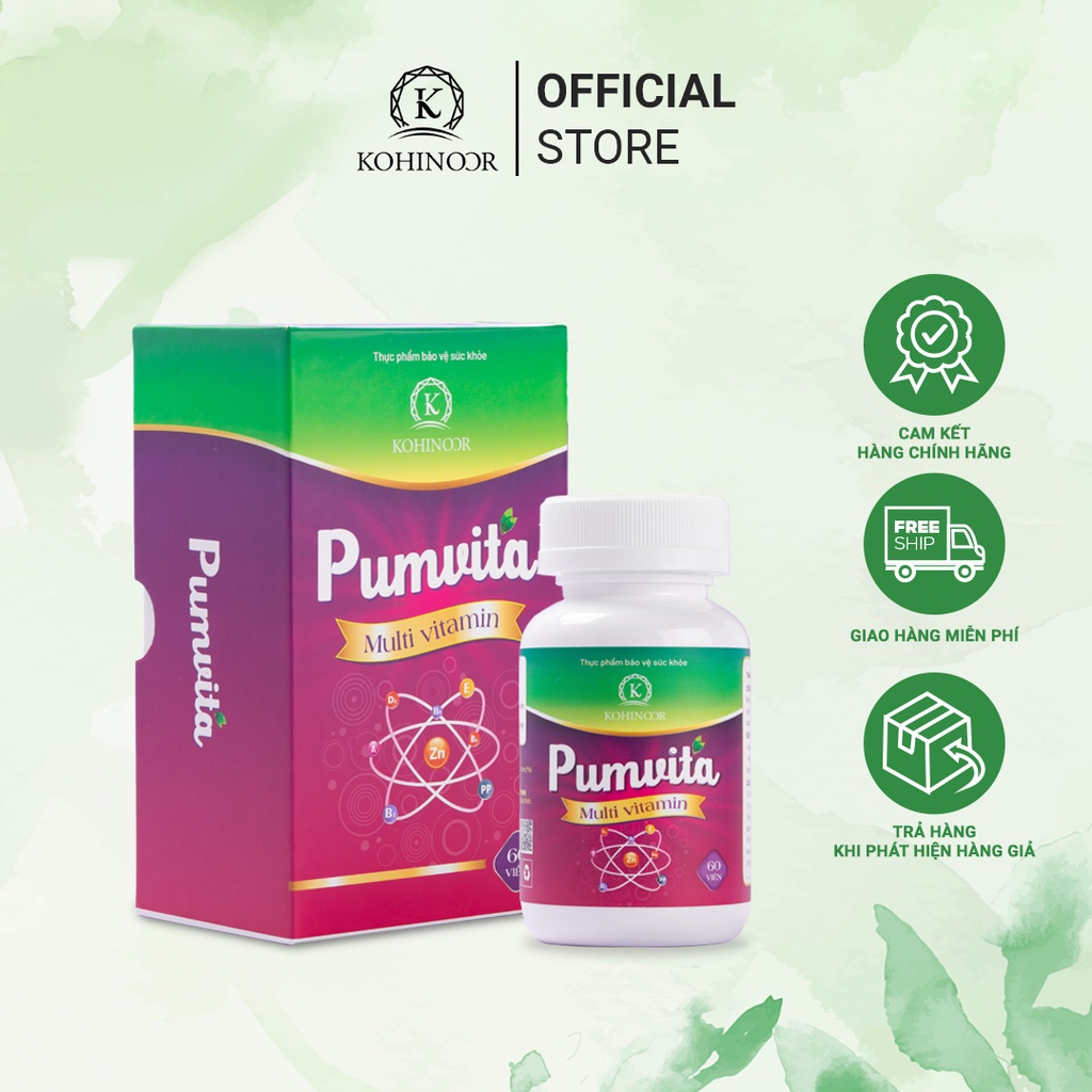 Vitamin tổng hợp Pumvita Kohinoor (hộp 60 viên) - Tăng đề kháng, bảo vệ sức khoẻ
