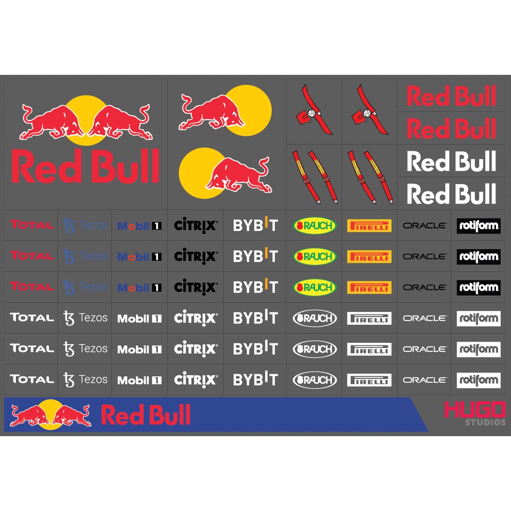 Hugo Studios Decal trượt nước Red-Bull tỉ lệ 1/64 chưa phủ clear ...
