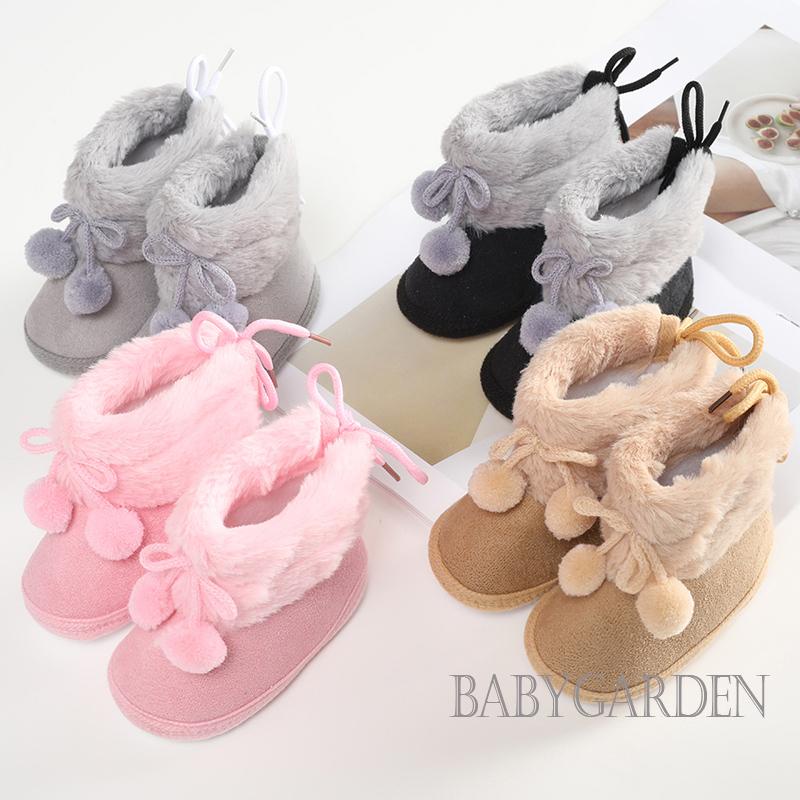 Giày Bốt Đế Mềm Chống Trượt Giữ Ấm Mùa Đông Cho Bé Gái 0-12 Tháng Tuổi