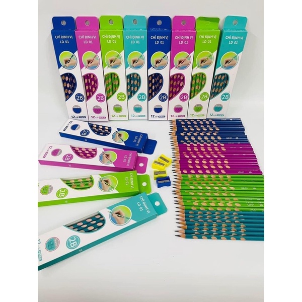 Ảnh Hộp 12 Bút Chì Gỗ Định Vị 2B Dùng Để Luyện Viết Chữ Cho Học Sinh LD01 Việt Hà Tặng Kèm Gọt Chì 3