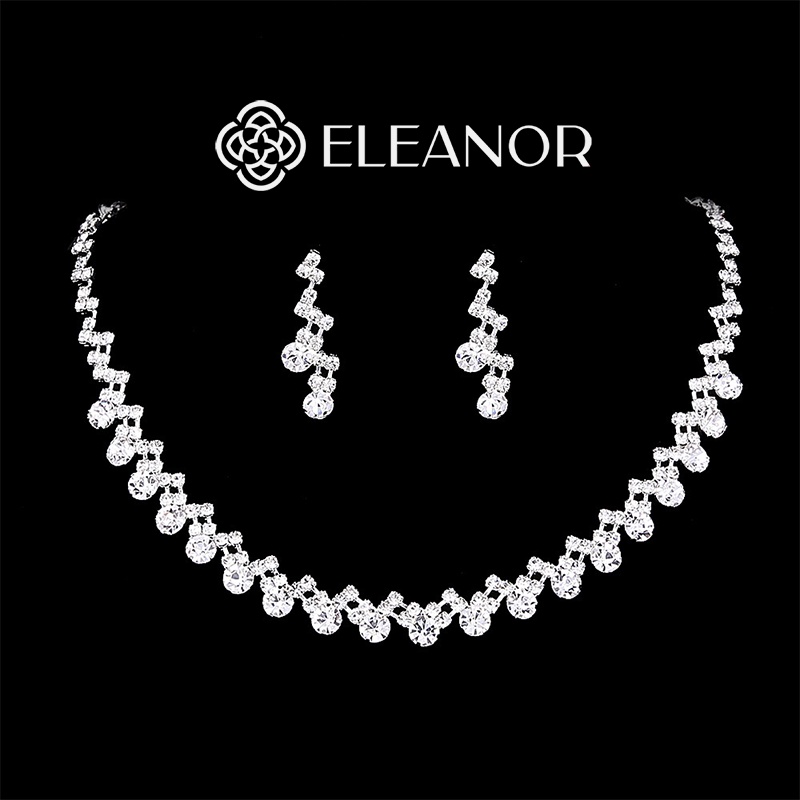 Dây chuyền bông tai nữ Eleanor Accessories bộ trang sức đính đá phụ kiện trang sức 4808