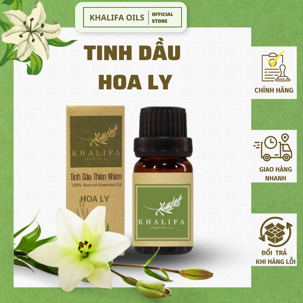 Tinh Dầu Hoa Ly Nguyên Chất Khalifa 50ml Tốt Cho Da Giảm Stress Khử Mùi Chống Say Xe Hàng Chính Hãng