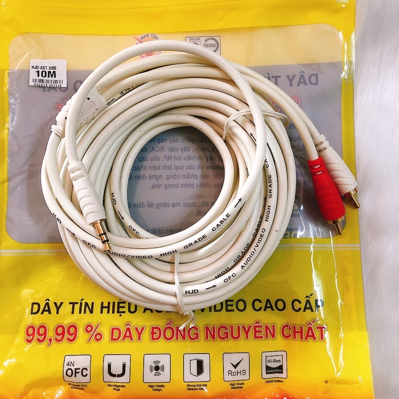 Dây cáp loa Jack 3.5 Ra 2 đầu bông sen dài 1.8M -3M-5M-10m