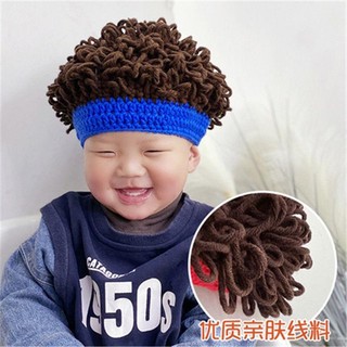 Mũ len trùm đầu gắn tóc giả xoăn dễ thương cho bé Hamin