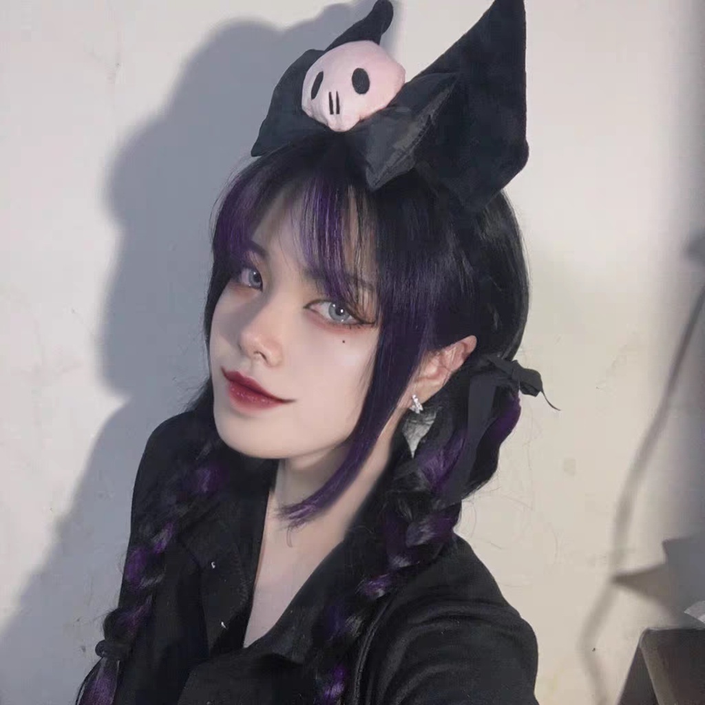 Dễ Thương Kuromi Tai Đầu Sang Trọng Băng Đô Quấn Tóc Dự Tiệc Cô Gái Kawaii Trang Phục Cosplay
