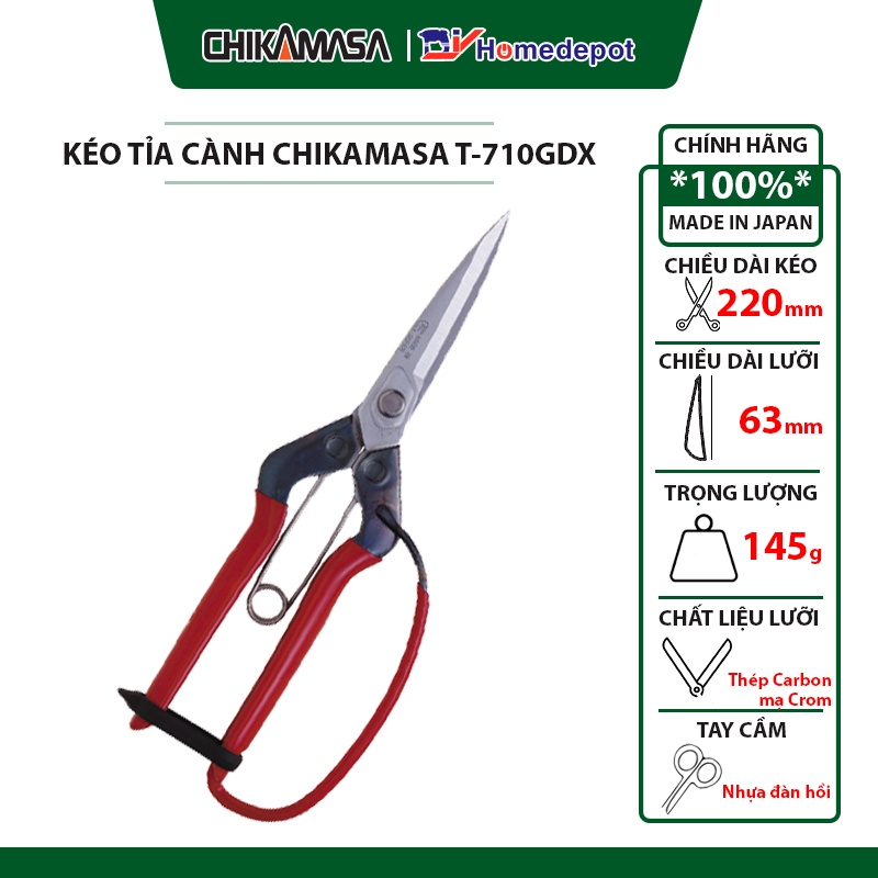 Kéo cắt tỉa cành cao cấp Nhật Bản Chikamasa T-710GDX
