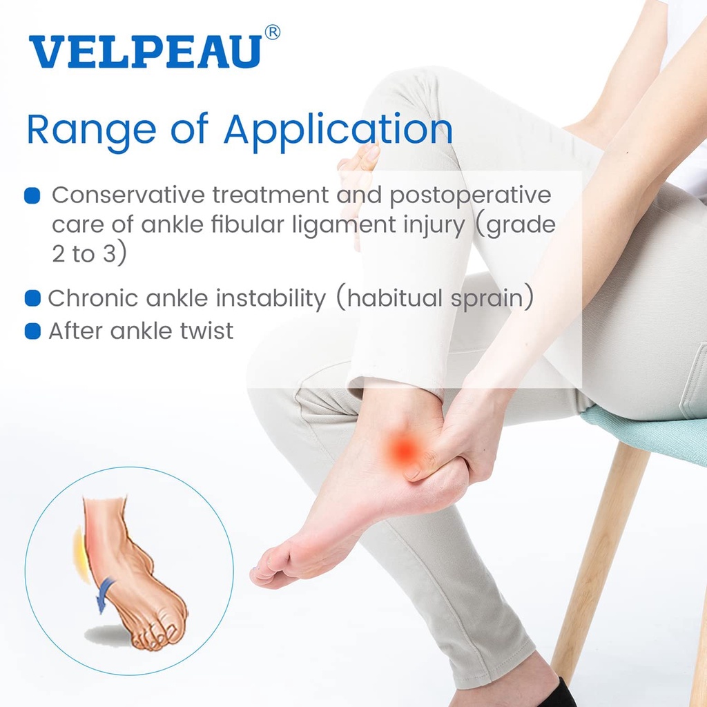 Ảnh Đai nẹp mắt cá chân VELPEAU hỗ trợ bó bột sau phẫu thuật bảo vệ chấn thương bong gân điều chỉnh được 2