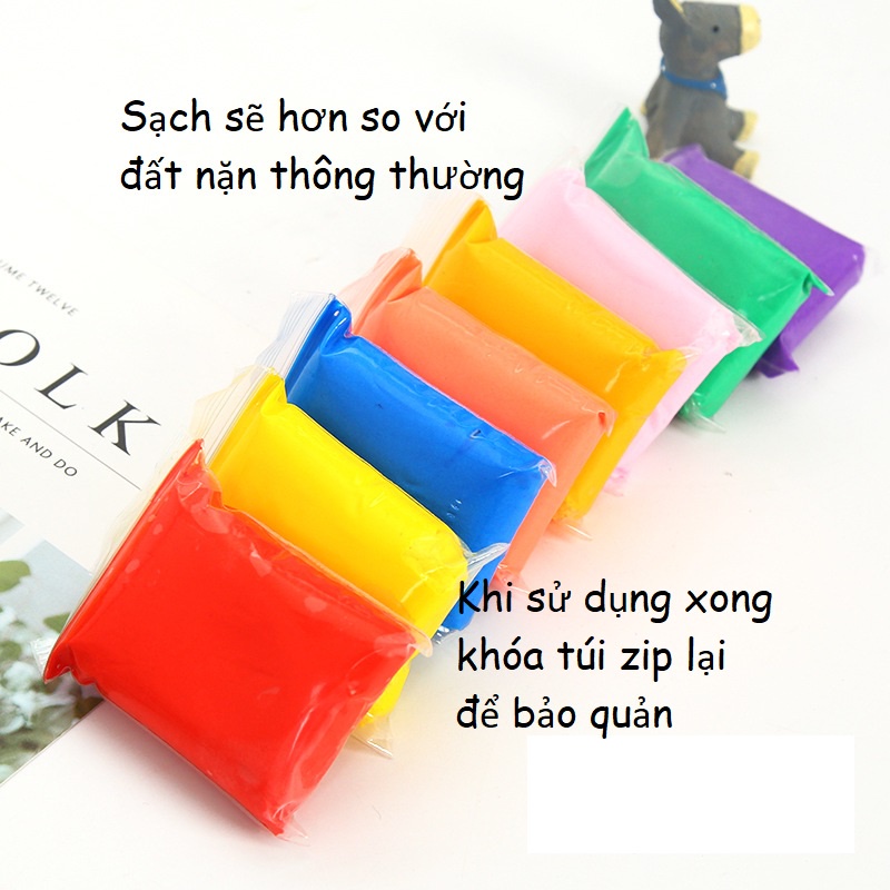 Đất sét tự khô LOẠI XỊN 12 24 36 màu siêu nhẹ không dính tay cho bé -Binbibo