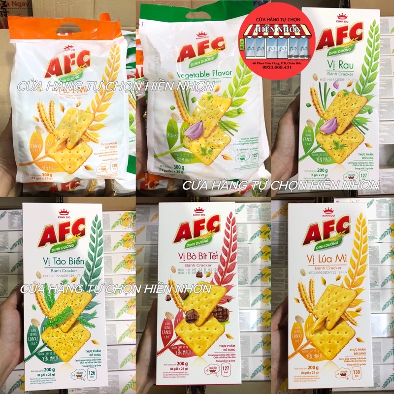 BÁNH AFC VỊ RAU/ LÚA MÌ/ TẢO BIỂN/ BÒ BÍT TẾT/ CARAMEL 200G | Shopee ...