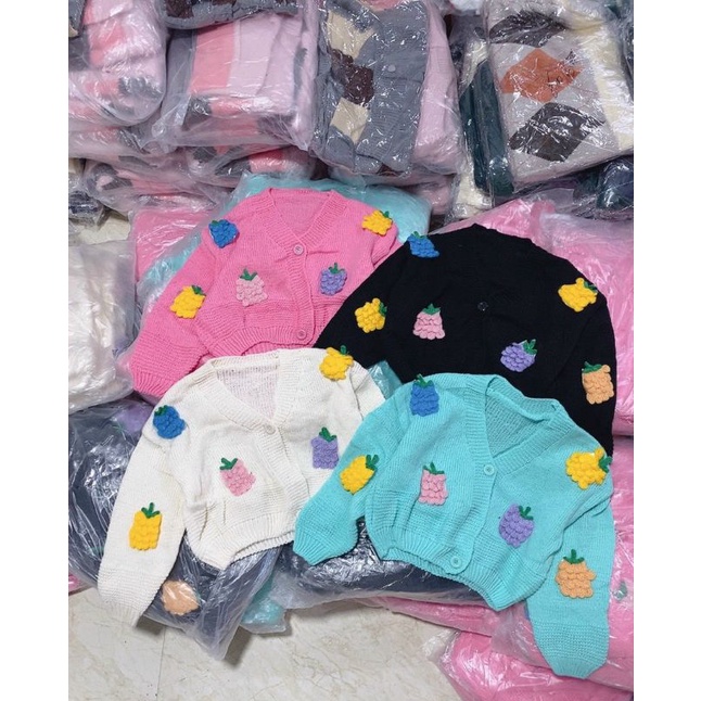 [Sale] ÁO KHOÁT LEN DÀY CARDIGAN ĐÍNH THƠM KHÓM NHO ẢNH CHỤP THẬT