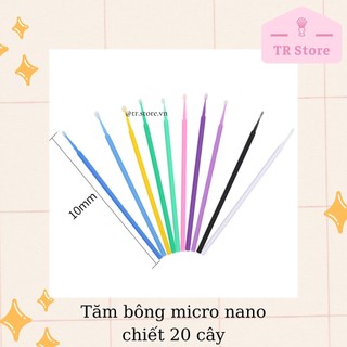 Chiết 20 tăm bông đầu siêu nhỏ micro nano dành cho trang điểm viền mắt, viền môi, tẩy khuyết điểm Maycreate
