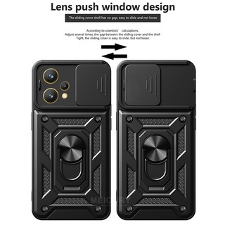 Dành Cho Realme 9 / 9 Pro Plus / 8 Pro / 8i / Narzo 50 4G / 5G Ốp điện thoại Đẩy Cửa Sổ Ống Kính Mặt Sau Cứng Tích Hợp Giá Đỡ Vòng TPU Mềm Chống Sốc Chống Rơi Mỏng Bao