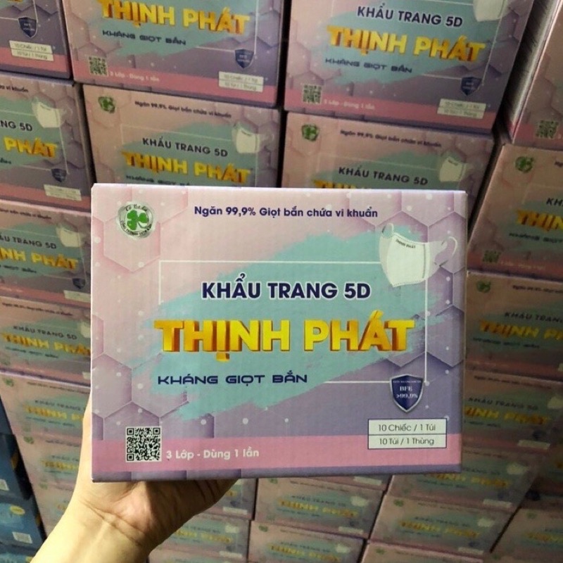 Túi 10 Khẩu trang 5D Mask Thịnh Phát kháng khuẩn, chống bụi mịn