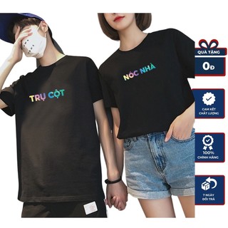 Áo đôi nam nữ, áo cặp đồ đôi nam nữ in hình trụ cột nóc nhà phong cách trẻ trung-PINK