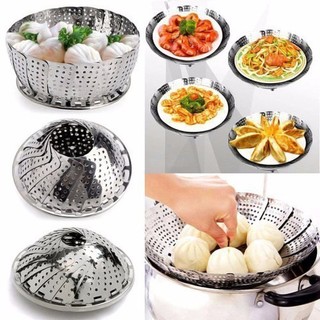 Vỉ Hấp Inox Đa Năng, Gấp Gọn Linh Hoạt, Lỗ Thoát Hơi Đều