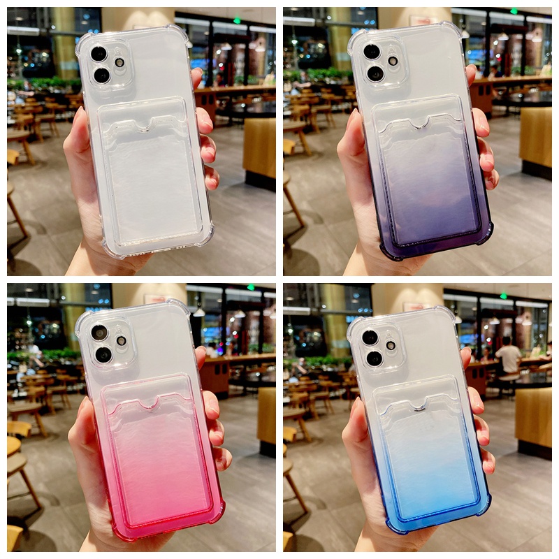 Ốp Điện Thoại Dẻo Màu Gradient Kèm Ngăn Đựng Thẻ Cho OPPO A57 A77 4G 2022 Reno 8 7 4G 8 7 Lite 8Z 7Z 6Z 6 5 5G 6 5 Lite 5f