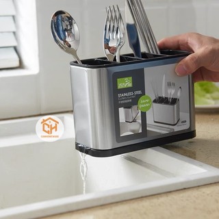 Ống Cắm Đũa, Thìa, Muỗng 2740, Inox 304 Cao Cấp 4 Ngăn Sang Trọng Cho Gian Bếp Cam Homeware