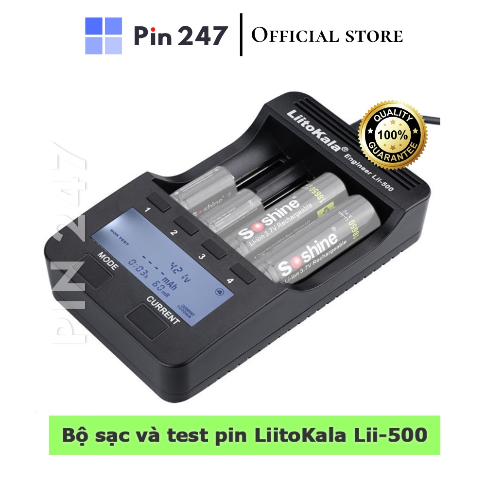 Bộ sạc và test pin đa năng Liitokala Lii-500 cho pin AA AAA 18650 26650 ...