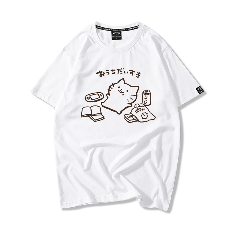 Áo Thun Nữ Tay Lỡ HappyFamily In Hình Chú Mèo Đáng Yêu Ngộ Nghĩnh Cotton 100 Cao Cấp