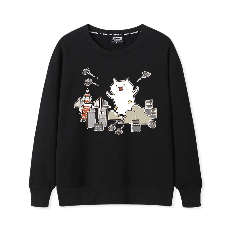 Áo sweater nữ HappyFamily In hình chú mèo bự ngộ nghĩnh phá phách chất cotton 100 cao cấp