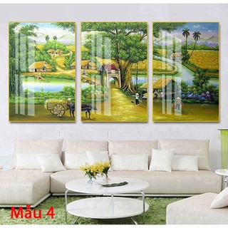 Tranh Treo Tường Dành Cho Người Tuổi Sửu - Phong Cảnh Làng Quê - Tranh Laminate Tráng Gương