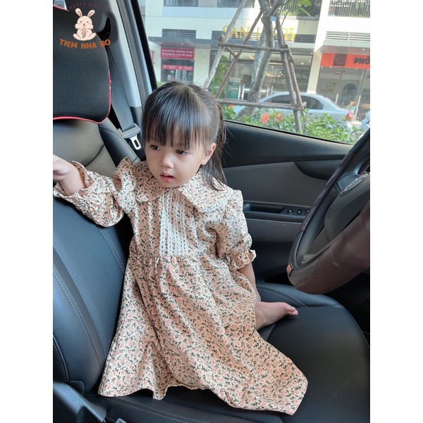 Váy Thu Đông Bé Gái Hoa Nhung 3 Màu Dáng Dài Tiểu Thư Size 11-21kg Tiệm Nhà Bơ