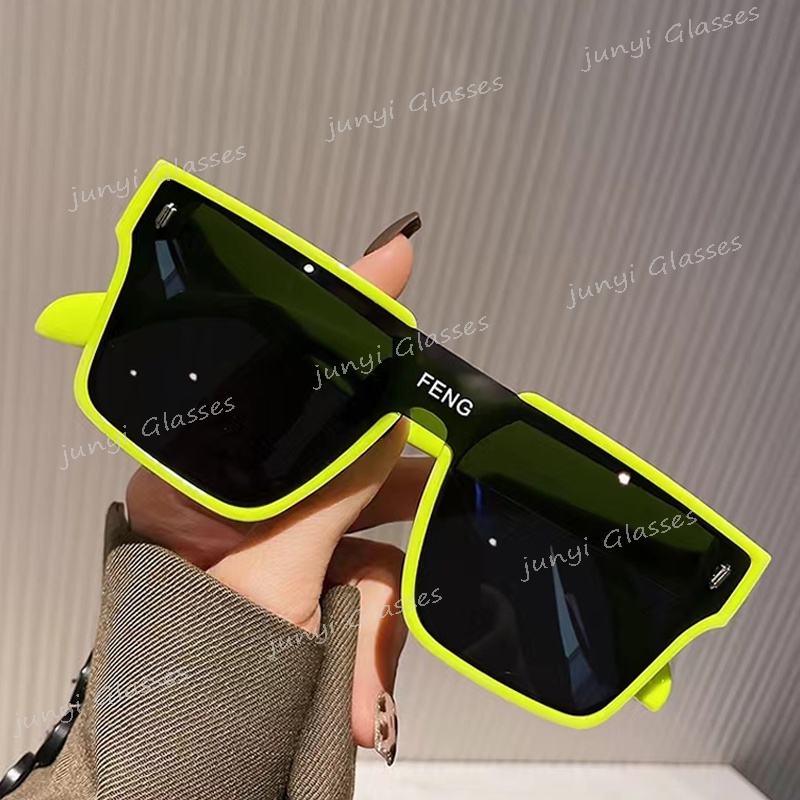Kính mát gọng vuông lớn họa tiết chữ chống tia UV thời trang dành cho nam và nữ