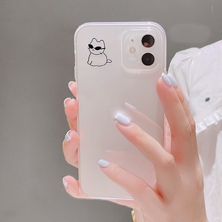 Ốp iphone - Ốp lưng iphone trong suốt cạnh vuông bảo vệ camera mèo cún đeo kính dành cho ip 6 đến 16promax - u006