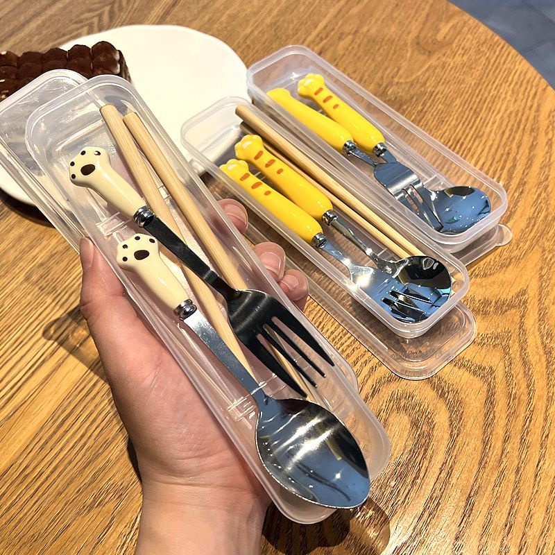 Bộ 3 Dụng Cụ Ăn Gồm Hộp Đựng Muỗng Đũa Muỗng Đũa Có Hộp Đựng Mang Đi Du Lịch Tiện Lợi