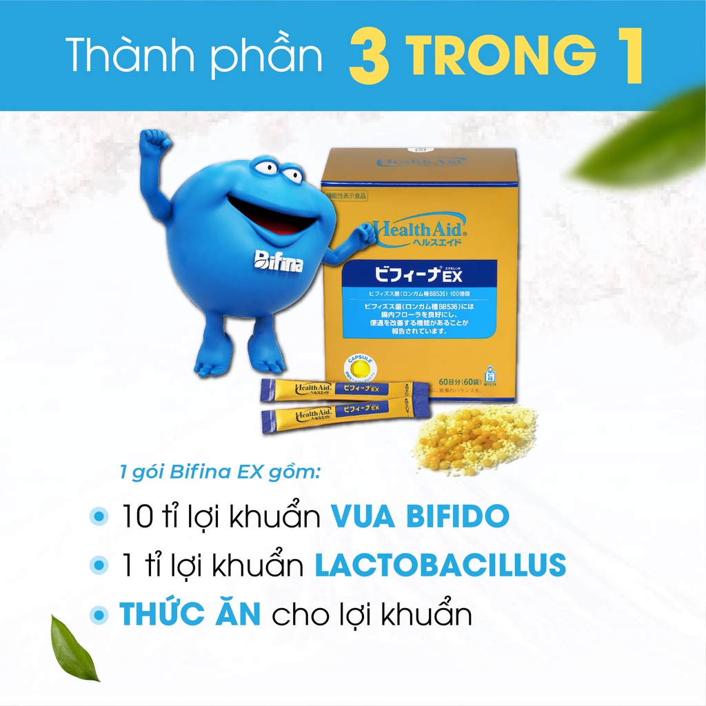 Ảnh Men vi sinh Bifina Nhật Bản - Loại EX 30 và R 20 gói - Nhuận tràng, detox thải độc ruột 3