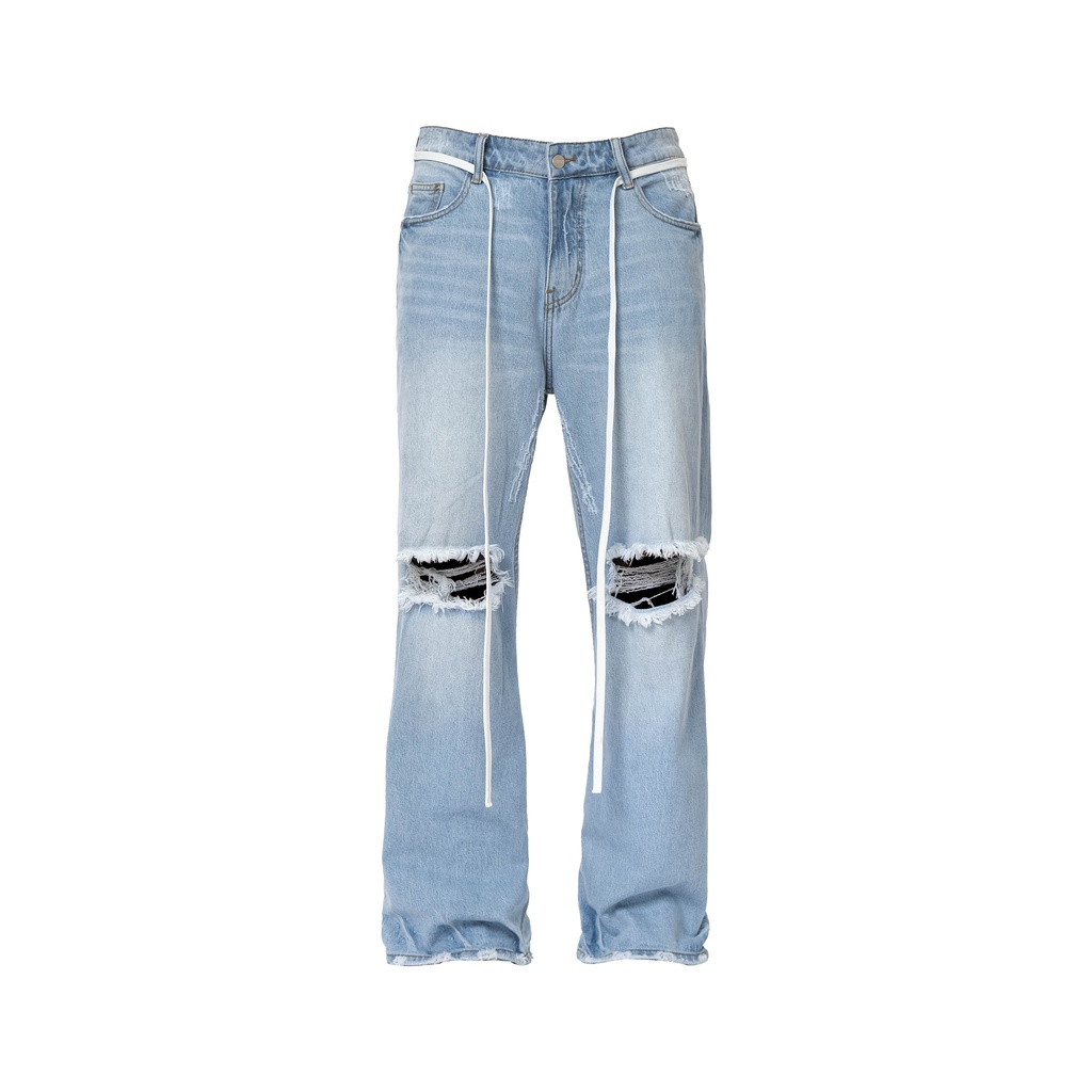 Quần jeans Stressmama LOW RISE RIPPED JEANS màu xanh rách gối | Shopee ...