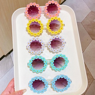 Mới Trẻ Em Hoa Kính Mát Tròn Kính Mát Cô Gái Ngoài Trời Kính Chống Nắng Đi Biển Nắng Xu Hướng Thời Trang Phụ Kiện
