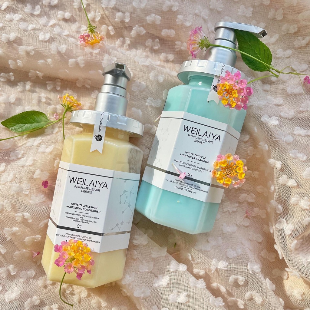Combo Dầu Gội Xả phục hồi nấm đa tầng Truffle WEILAIYA 450ml tặng set mini