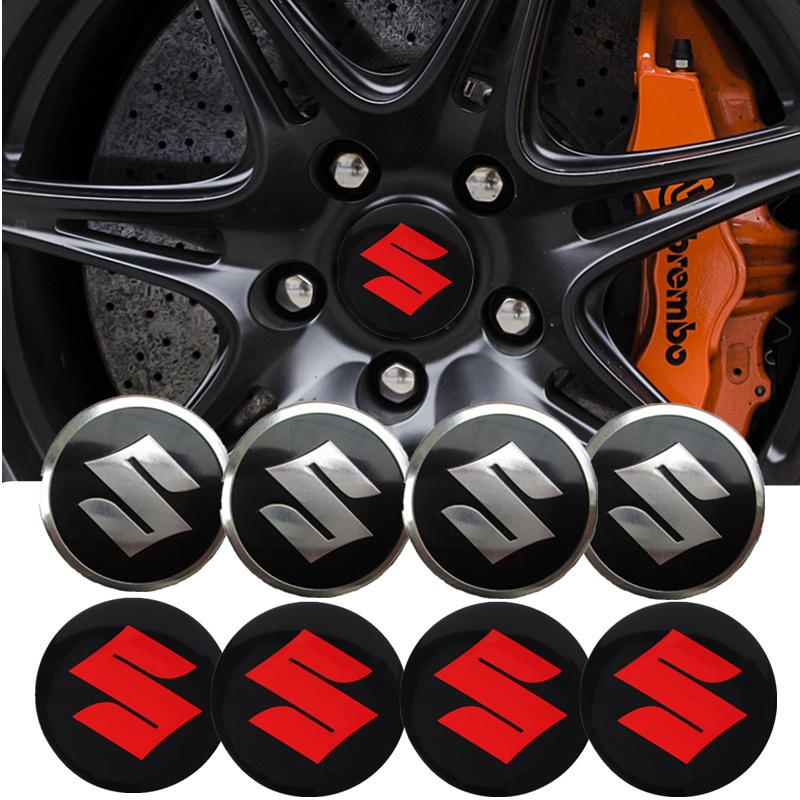 Bộ 4 Miếng Dán Logo 56mm Trang Trí Trục Bánh Xe Hơi Suzuki Swift XL7 vitara Jimny SX4 S-Cross Presso Ciaz ERTIGA Celerio