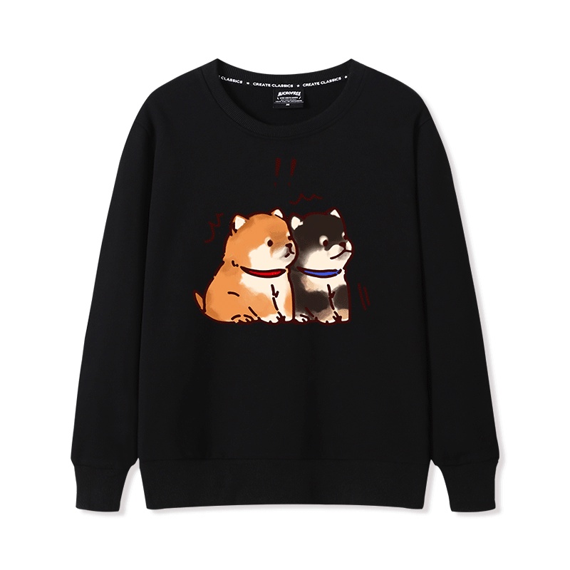 Áo Sweater Nữ HappyFamily In Hình 2 Chú Chó Con Xinh Xắn Đáng Yêu Chất Cotton 100 Cao Cấp
