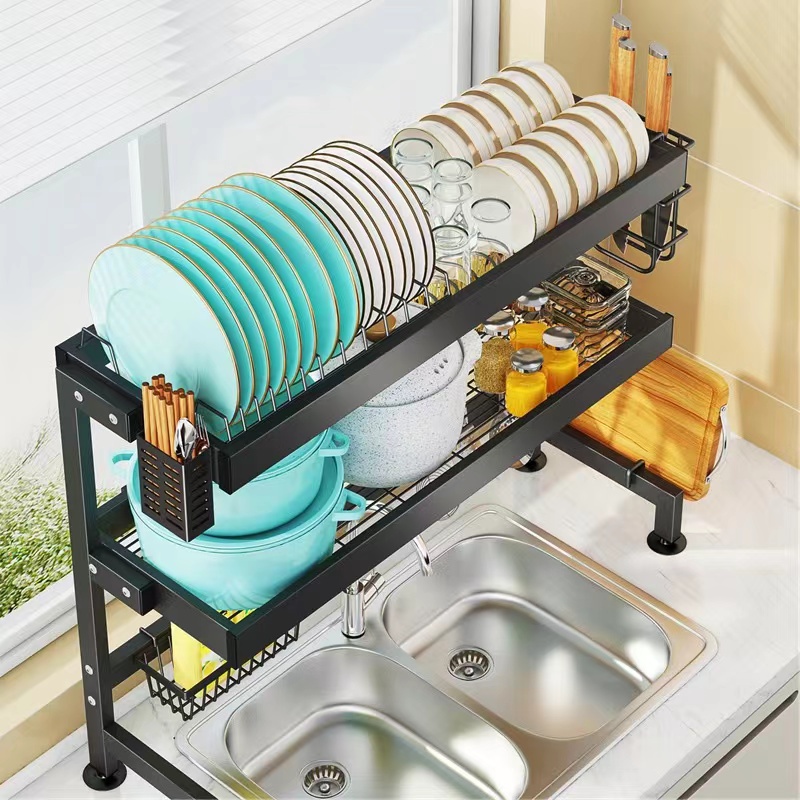 Lifinity Kệ Để Chén Bát Đĩa Trên Bồn Rửa Nhà Bếp Đa Năng ,1&2 Tầng Thép Carbon Màu Đen,Tải Trọng Mạnh