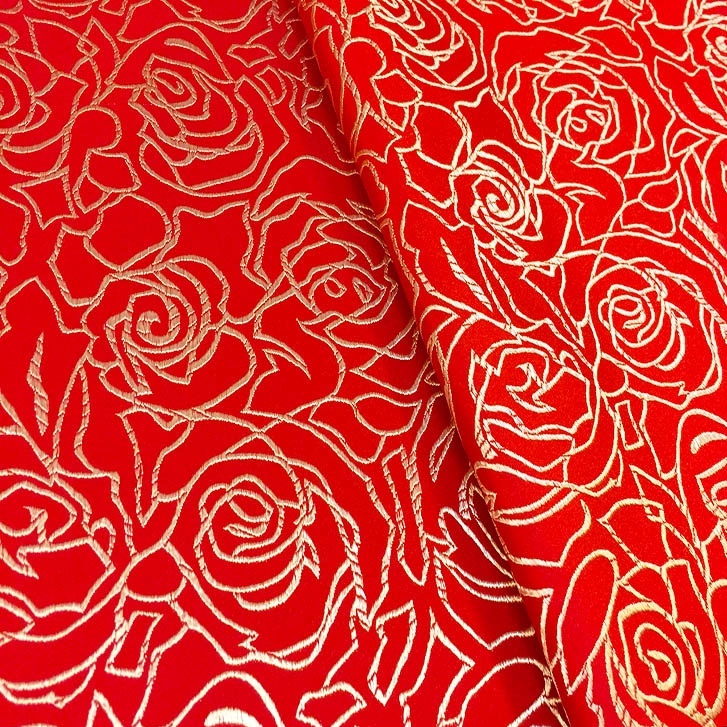 Rượng Hoa Hồng Jacquard Thổ Cẩm Lụa cho Đường Đầm Hanfu, Phong Cách Truyền thống, Kích thước 100x75cm TJ8899