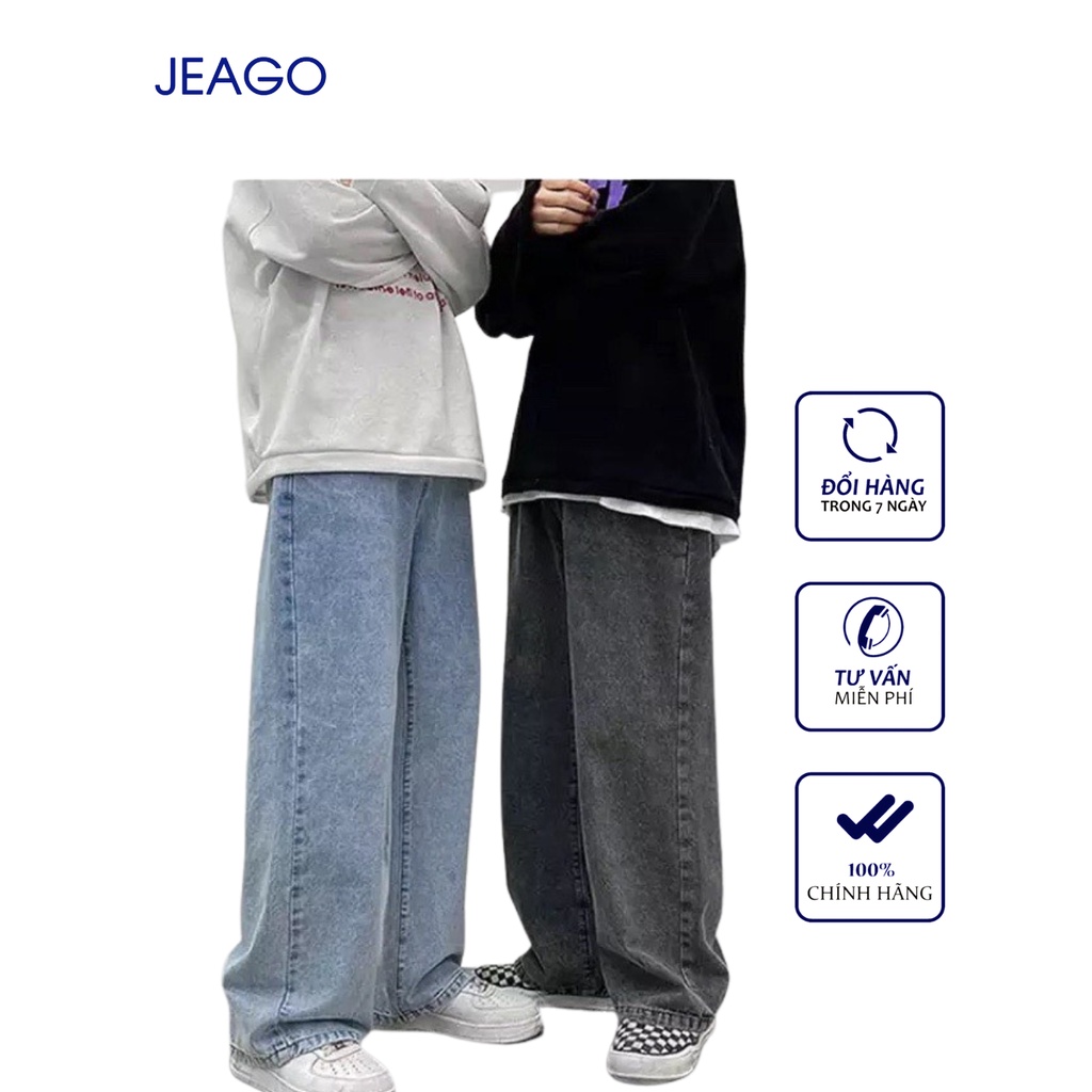 Quần Baggy suông nhạt thời trang Màu Xám Đen Xanh Nhạt Dành Cho Nam Nữ JEAGOVN