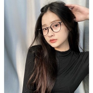 Gọng kính cận thời trang nữ cao cấp ngố tròn phong cách Hàn Quốc siêu hot 2022 mắt kính không độ chống UV đẹp giá rẻ 090