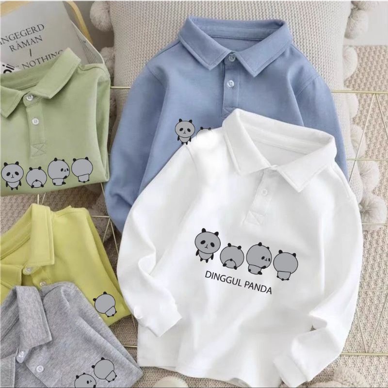 Áo polo trắng dài tay bé trai in hình cute phong cách hàn quốc cho bé 1 2 3 4 5 6 tuổi 9-27kg