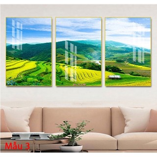 Tranh Treo Tường Phong Cảnh Ruộng Bậc Thang - Tranh Treo Phòng Khách, Phòng Ngủ Laminate Tráng Gương