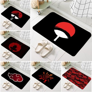 Anime Nhật Bản Kakashi Sasuke Naruto Itachi Sasuke Akatsuki Clouds Logo In Flannel Thảm lót cửa chùi chân cho phòng tắm Nhà bếp Thảm lối vào Trang trí nội thất Thảm trải sàn chống trượt 60x40cm
